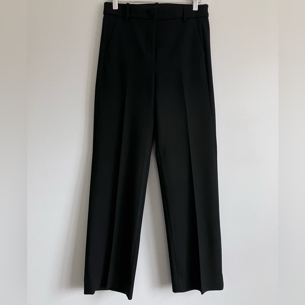 J CREW Black Straight Leg Flat Front High Rise Trouser Size 2